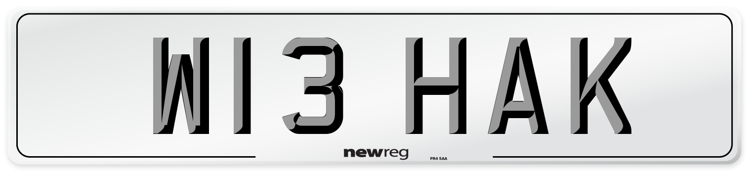 W13 HAK Number Plate from New Reg